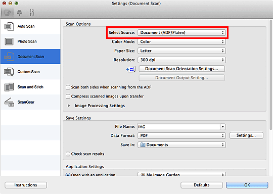 figure: Settings dialog